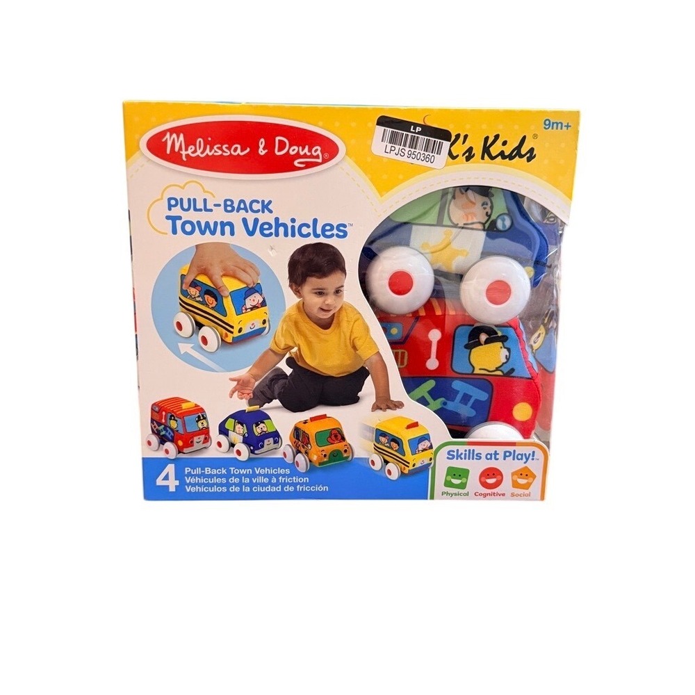 Melissa & Doug Ks Kids Pull-Back Town Vehicles‎ Soft Toy Set 4 Piece 9m+ NEW
